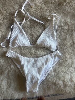 Monday Swimwear White Rib Bikini Top - Medium